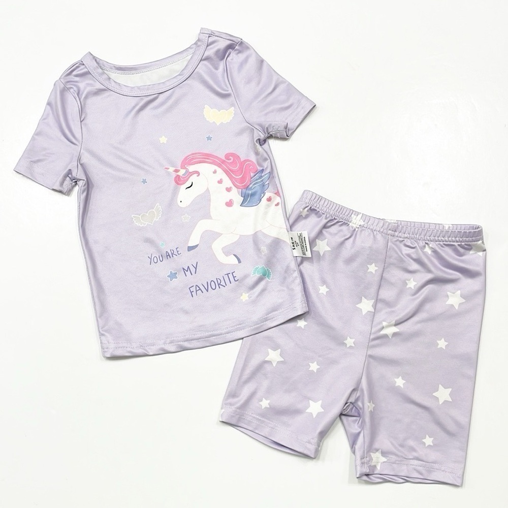 SHEIN toddler girls unicorn print pajama set